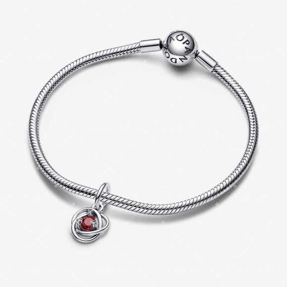 Pandora True Red Eternity Circle Dangle Charm - Picture 3 of 6